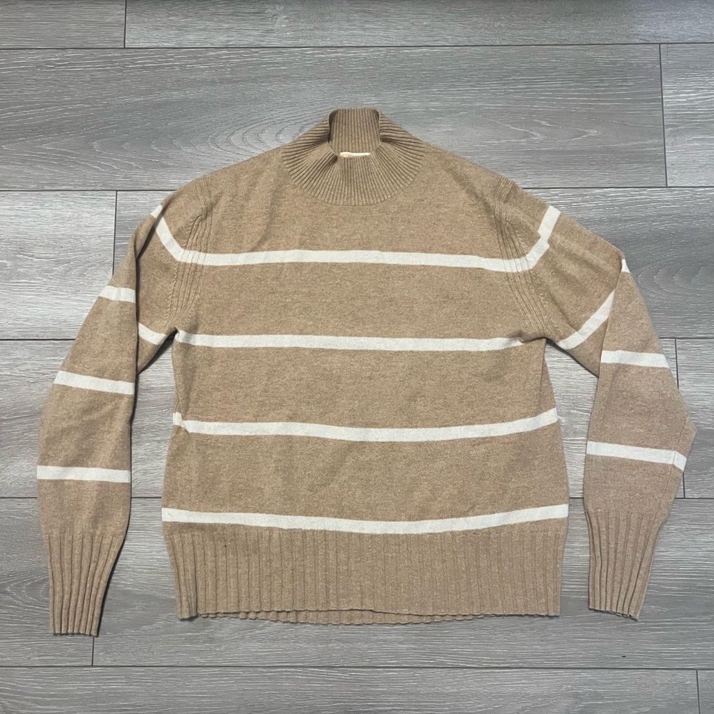 J. Crew striped mock neck cashmere sweater